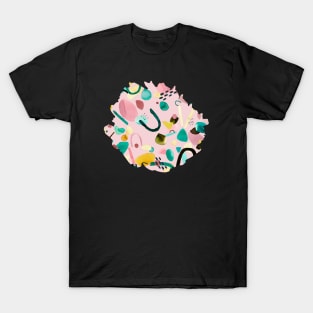 Geometric Organic Pieces PINK GREEN T-Shirt